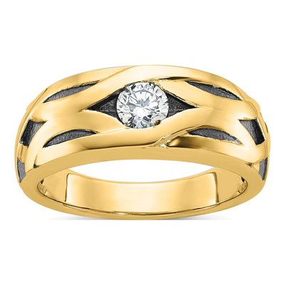 Men's 14K Yellow Gold Grooved Ring Mounting