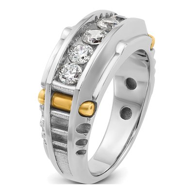 Men's 14K Two-Tone Gold 5-Stone Diamond Ring Mounting – view 8
