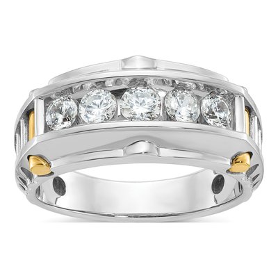 Men's 14K Two-Tone Gold 5-Stone Diamond Ring Mounting