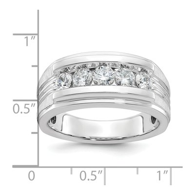 Men's 14K White Gold Grooved 5-Stone Ring Mounting – view 3