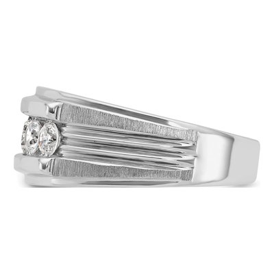 Men's 14K White Gold Grooved 5-Stone Ring Mounting – view 5