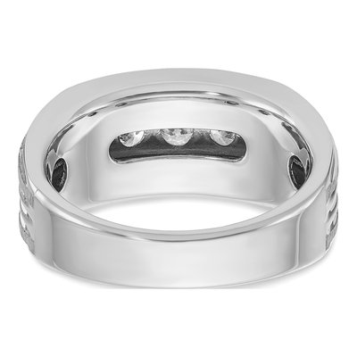 Men's 14K White Gold Grooved 5-Stone Ring Mounting – view 7