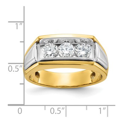 Men's 14K Two-Tone Gold 3-Stone Diamond Ring Mounting – view 3