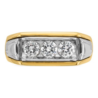 Men's 14K Two-Tone Gold 3-Stone Diamond Ring Mounting – view 6