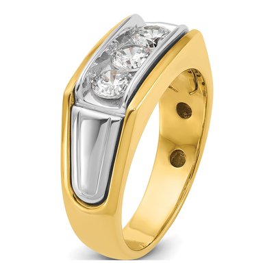 Men's 14K Two-Tone Gold 3-Stone Diamond Ring Mounting – view 8