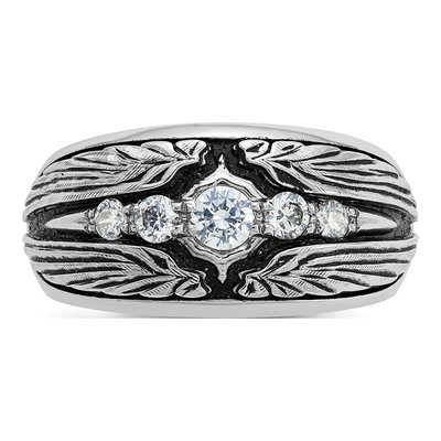 Men's 14K White Gold Black Diamond Ring Mounting – view 6