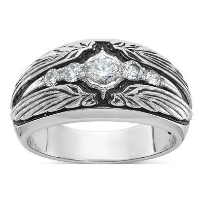 Men's 14K White Gold Black Diamond Ring Mounting