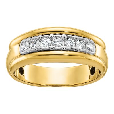 Men's 14K Two-Tone Gold 7-Stone Diamond Ring Mounting