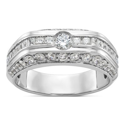 Men's 14K White Gold Diamond Ring Mounting