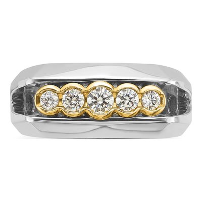 Men's 14K Two-Tone Gold 5-Stone Diamond Ring Mounting – view 6