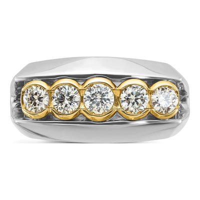 Men's 14K Two-Tone Gold Graduated Diamond Ring Mounting – view 6