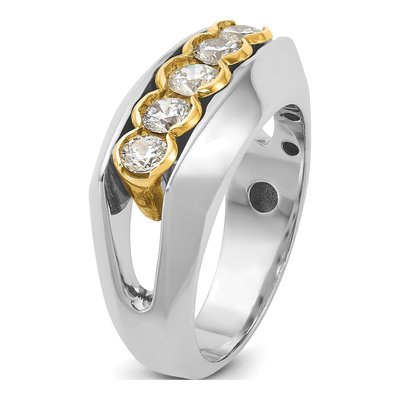 Men's 14K Two-Tone Gold Graduated Diamond Ring Mounting – view 8