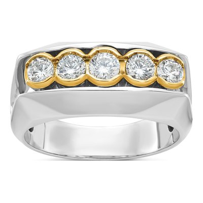 Men's 14K Two-Tone Gold Graduated Diamond Ring Mounting