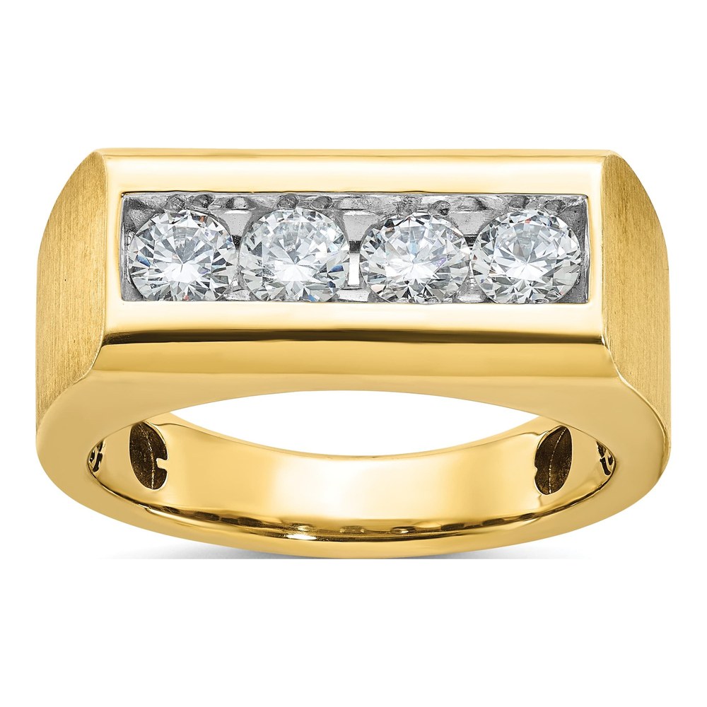Men's 14K Yellow Gold 4-Stone Diamond Ring Mounting