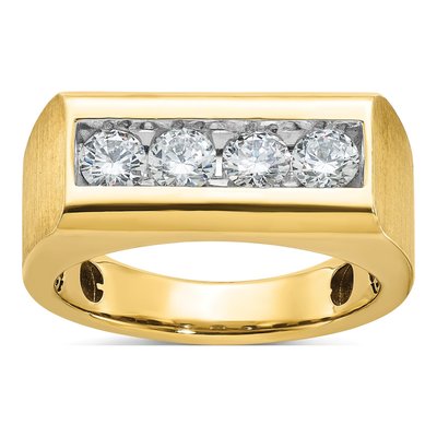 Men's 14K Yellow Gold 4-Stone Diamond Ring Mounting