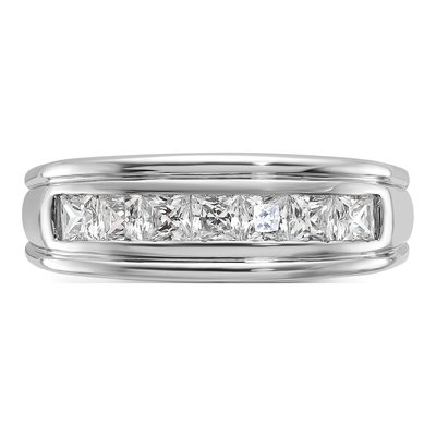 Men's 14K White Gold 7-Stone Diamond Ring Mounting – view 6