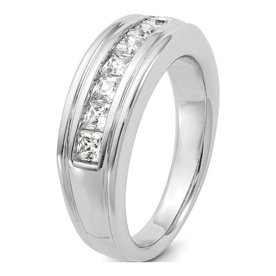Men's 14K White Gold 7-Stone Diamond Ring Mounting – view 8