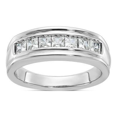 Men's 14K White Gold 7-Stone Diamond Ring Mounting