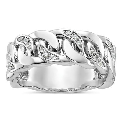 Men's 10K White Gold 1/6 ct tw Diamond Link Ring
