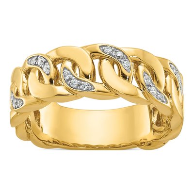 Men's 10K Yellow Gold Link Design Diamond Ring Mounting