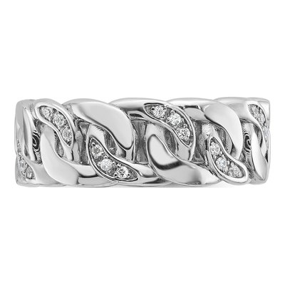 Men's 14K White Gold Link Diamond Ring Mounting – view 6