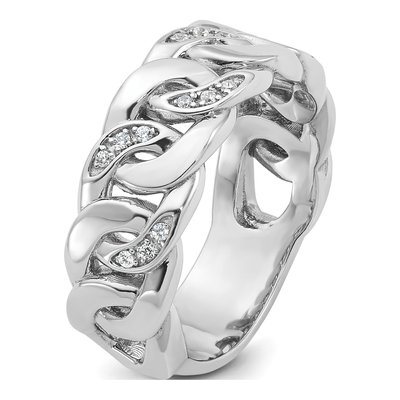 Men's 14K White Gold Link Diamond Ring Mounting – view 8