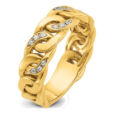 Men's 14K Yellow Gold Link Design Diamond Ring Mounting – view 8