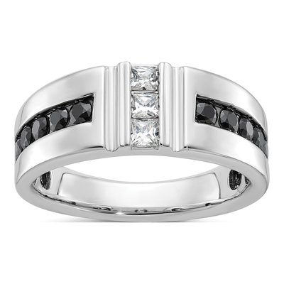 Men's 14K White Gold Black Diamond Ring Mounting