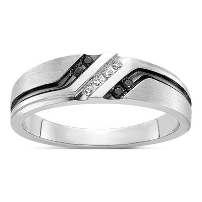 Men's 14K White Gold 1/8 ct tw Black Diamond Ring