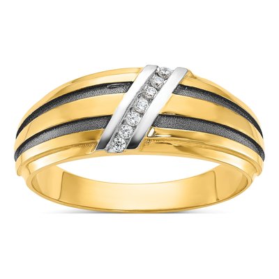 Men's 14K Yellow Gold 7-Stone Diamond Ring Mounting