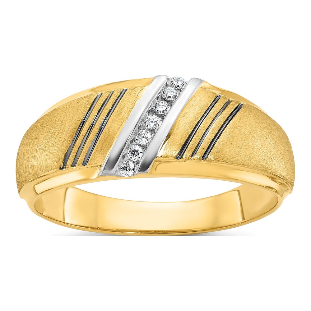 Ib Goodman 14K With Black And White Rhodium Mens Polished And Satin 7-Stone 1/20 Carat Aa Diamond Ring