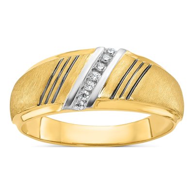 Men's 14K Yellow Gold 1/20 ct tw Diamond 7-Stone Ring