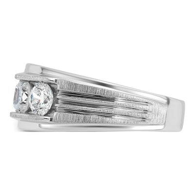 Men's 14K White Gold 2 ct tw Lab-Grown Diamond Grooved 5-Stone Ring – view 3