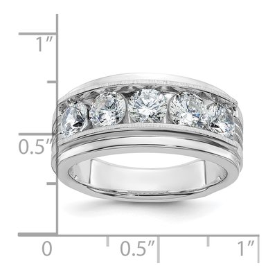 Men's 14K White Gold 2 ct tw Lab-Grown Diamond Grooved 5-Stone Ring – view 7