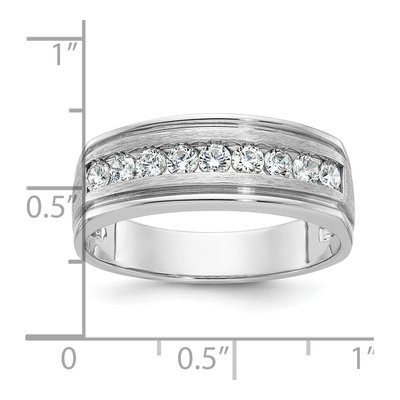 Men's 14K White Gold 1/2 ct tw Diamond Grooved 9-Stone Ring – view 3