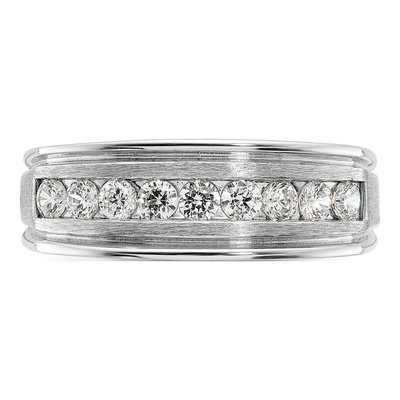 Men's 14K White Gold 1/2 ct tw Diamond Grooved 9-Stone Ring – view 5