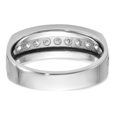 Men's 14K White Gold 1/2 ct tw Diamond Grooved 9-Stone Ring – view 7