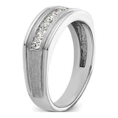 Men's 14K White Gold 1/2 ct tw Diamond Grooved 9-Stone Ring – view 8