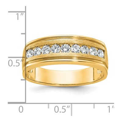 Men's 14K Yellow Gold 1/2 ct tw Diamond Grooved 9-Stone Ring – view 2