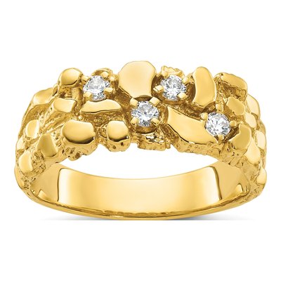 Men's 10K Yellow Gold Nugget Diamond Ring Mounting