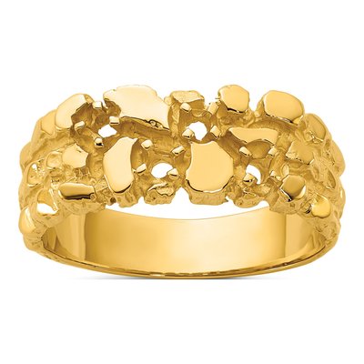 Men's 14K Yellow Gold Diamond Nugget Ring Mounting