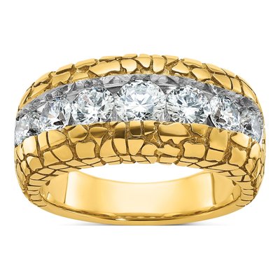 Men's 14K Yellow Gold Diamond Nugget Ring Mounting