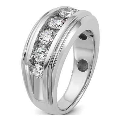 Men's 14K White Gold 1 3/4 ct tw Diamond Grooved Ring – view 8