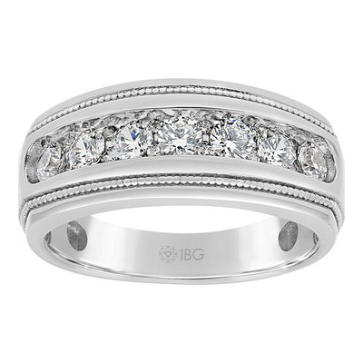 Men's 14K White Gold 1 ct tw Diamond Milgrain Ring