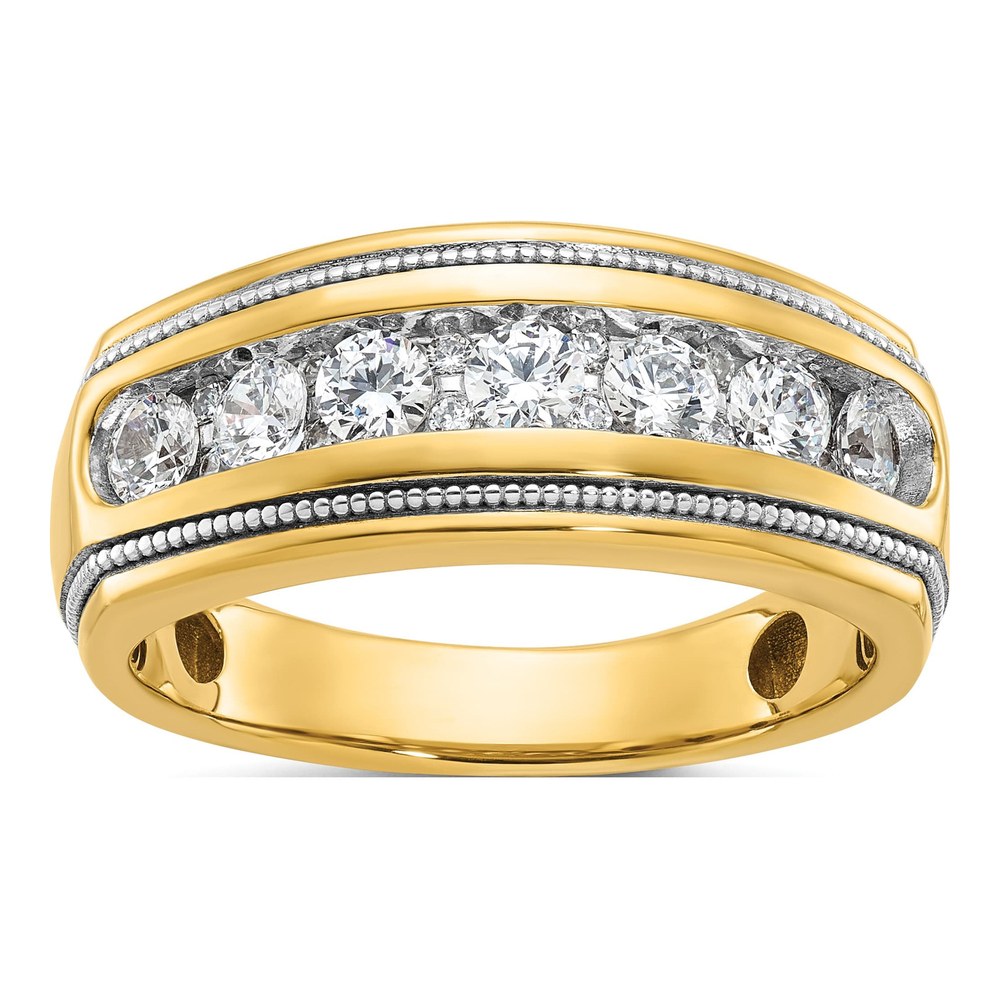 Ibgoodman 14K With White Rhodium Men's Polished And Milgrain 1 Carat Bb Quality Diamond Ring
