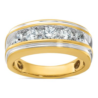 Men's 14K White Gold 1 ct tw Diamond Grooved Ring
