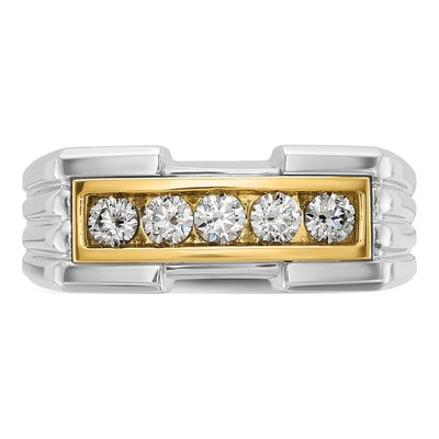 Men's 14K Two-Tone Gold 5-Stone Diamond Ring Mounting – view 6
