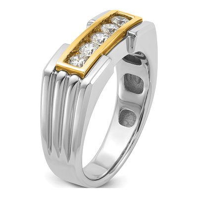 Men's 14K Two-Tone Gold 5-Stone Diamond Ring Mounting – view 8