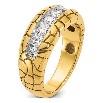 Men's 14K Yellow Gold 7-Diamond Ring Mounting – view 8