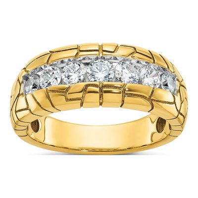 Men's 14K Yellow Gold 7-Diamond Ring Mounting